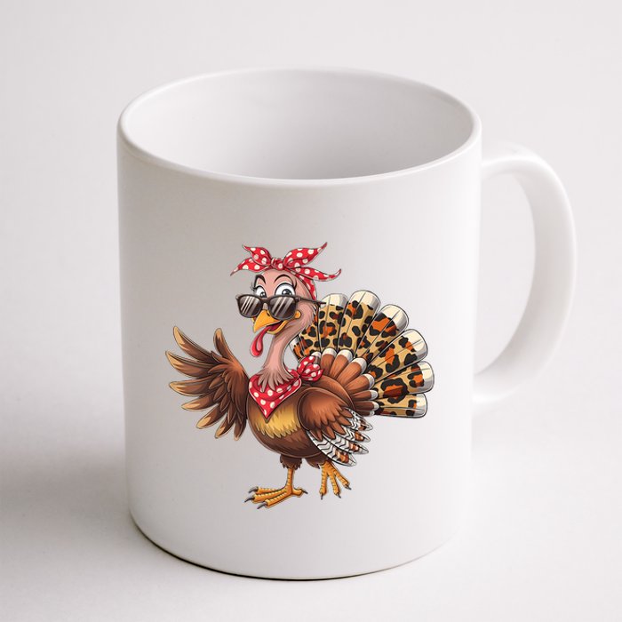 Funny Thanksgiving Turkey Women Girl Leopard Coffee Mug