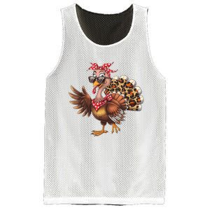 Funny Thanksgiving Turkey Women Girl Leopard Mesh Reversible Basketball Jersey Tank