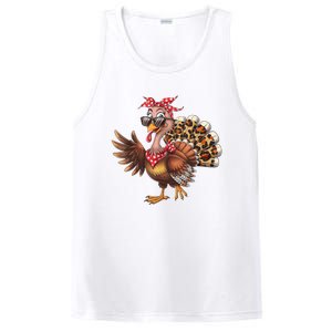 Funny Thanksgiving Turkey Women Girl Leopard PosiCharge Competitor Tank