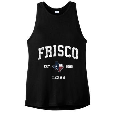 Frisco Texas Tx Vintage State Flag Sports Ladies PosiCharge Tri-Blend Wicking Tank