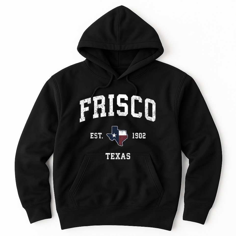 Frisco Texas Tx Vintage State Flag Sports Hoodie