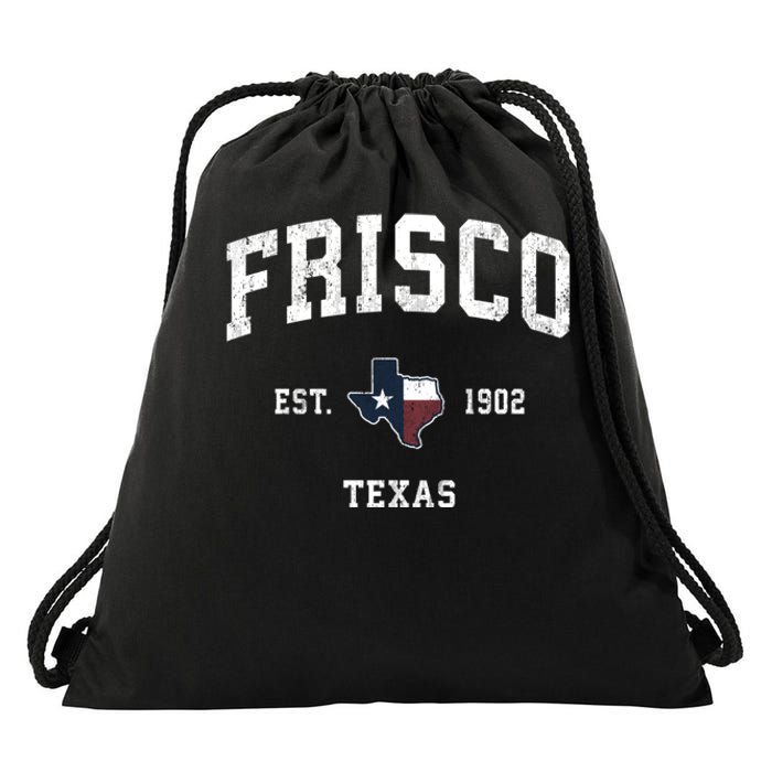 Frisco Texas Tx Vintage State Flag Sports Drawstring Bag