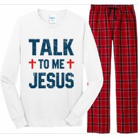 Funny Talk To Me Jesus Christ Vintage Long Sleeve Pajama Set