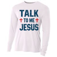 Funny Talk To Me Jesus Christ Vintage Cooling Performance Long Sleeve Crew