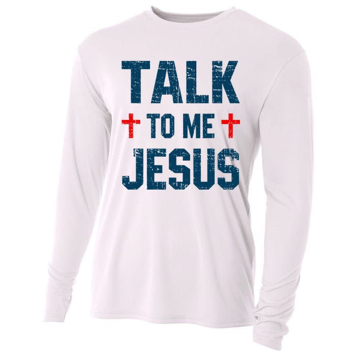 Funny Talk To Me Jesus Christ Vintage Cooling Performance Long Sleeve Crew