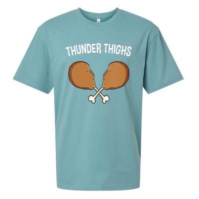 Funny Thunder Thighs Funny Thanksgiving Humor Turkey Day Sueded Cloud Jersey T-Shirt