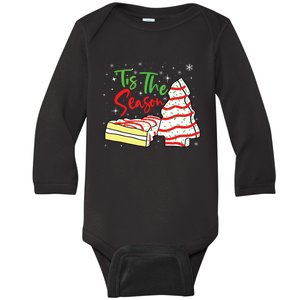 Funny Tis The Season Design Christmas Tree Cakes Debbie Baby Long Sleeve Bodysuit