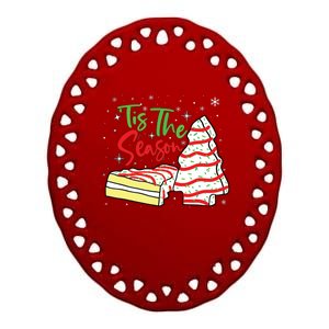 Funny Tis The Season Design Christmas Tree Cakes Debbie Ceramic Oval Ornament