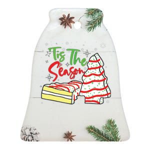 Funny Tis The Season Design Christmas Tree Cakes Debbie Ceramic Bell Ornament