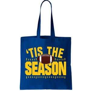 Funny Tis The Season Football Fan Gold Print Gift Tote Bag