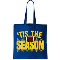 Funny Tis The Season Football Fan Gold Print Gift Tote Bag