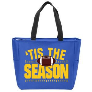 Funny Tis The Season Football Fan Gold Print Gift Zip Tote Bag