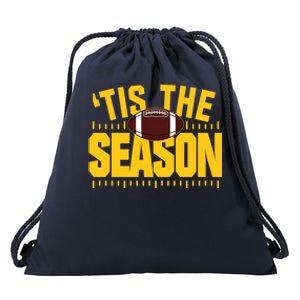 Funny Tis The Season Football Fan Gold Print Gift Drawstring Bag