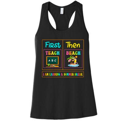 First Teach Then Beach I Am Earning A Summer Break Women's Racerback Tank