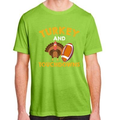 Football Thanksgiving Turkey And Touchdowns Gift Adult ChromaSoft Performance T-Shirt