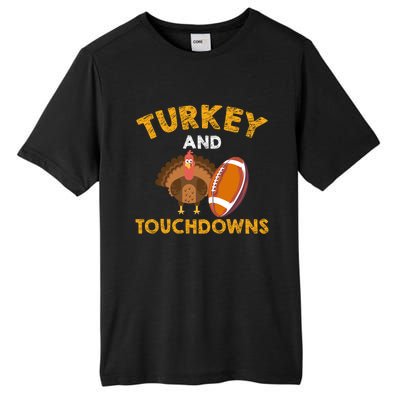 Football Thanksgiving Turkey And Touchdowns Gift Tall Fusion ChromaSoft Performance T-Shirt