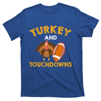 Football Thanksgiving Turkey And Touchdowns Gift T-Shirt