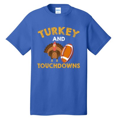 Football Thanksgiving Turkey And Touchdowns Gift Tall T-Shirt