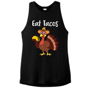 Funny Thanksgiving Turkey Day Eat Tacos Ladies PosiCharge Tri-Blend Wicking Tank