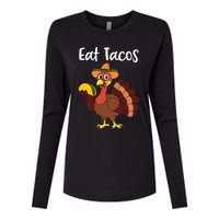 Funny Thanksgiving Turkey Day Eat Tacos Womens Cotton Relaxed Long Sleeve T-Shirt