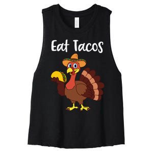 Funny Thanksgiving Turkey Day Eat Tacos Women's Racerback Cropped Tank