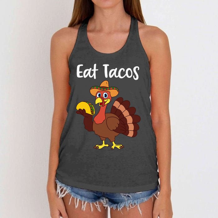 Funny Thanksgiving Turkey Day Eat Tacos Women's Knotted Racerback Tank