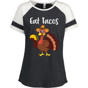 Funny Thanksgiving Turkey Day Eat Tacos Enza Ladies Jersey Colorblock Tee