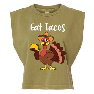 Funny Thanksgiving Turkey Day Eat Tacos Garment-Dyed Women's Muscle Tee