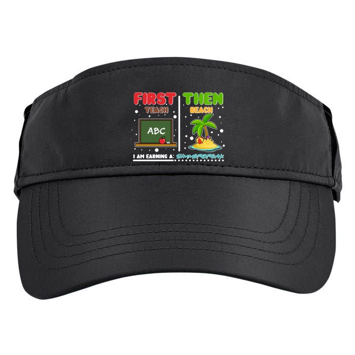 First Teach Then Beach I Am Earning A Summerbreak Adult Drive Performance Visor