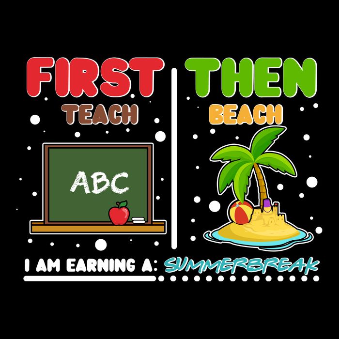 First Teach Then Beach I Am Earning A Summerbreak Drawstring Bag