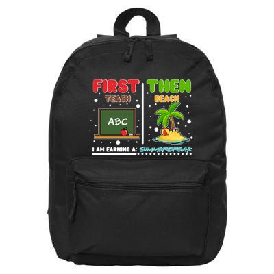 First Teach Then Beach I Am Earning A Summerbreak 16 in Basic Backpack