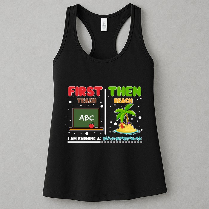 First Teach Then Beach I Am Earning A Summerbreak Womens Tank Top