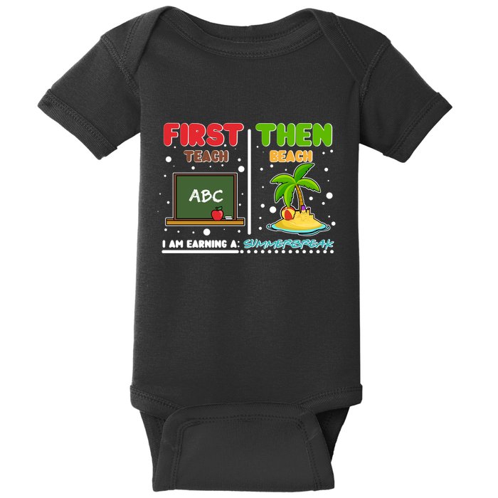 First Teach Then Beach I Am Earning A Summerbreak Baby Bodysuit