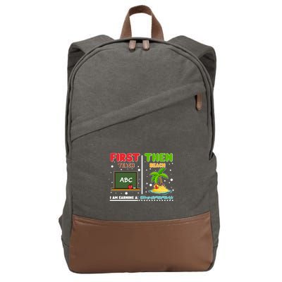 First Teach Then Beach I Am Earning A Summerbreak Cotton Canvas Backpack