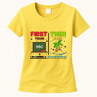 First Teach Then Beach I Am Earning A Summerbreak Womens T-Shirt
