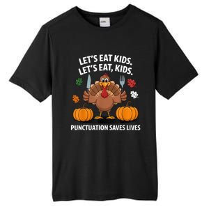 Funny Thanksgiving Teacher Turkey Lets Eat Punctuation Tall Fusion ChromaSoft Performance T-Shirt