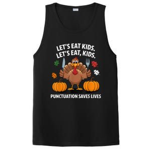 Funny Thanksgiving Teacher Turkey Lets Eat Punctuation PosiCharge Competitor Tank