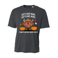 Funny Thanksgiving Teacher Turkey Lets Eat Punctuation Performance Sprint T-Shirt