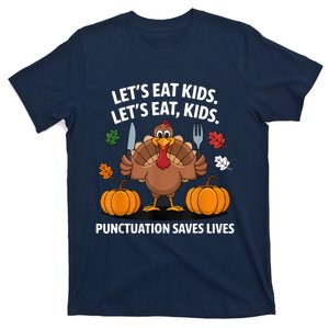 Funny Thanksgiving Teacher Turkey Lets Eat Punctuation T-Shirt