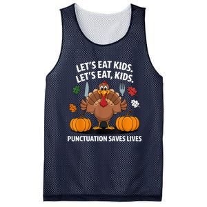 Funny Thanksgiving Teacher Turkey Lets Eat Punctuation Mesh Reversible Basketball Jersey Tank