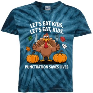 Funny Thanksgiving Teacher Turkey Lets Eat Punctuation Kids Tie-Dye T-Shirt