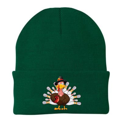 Funny Thanksgiving Turkey Bowling Pin Matching Team Knit Cap Winter Beanie