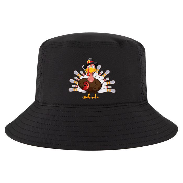 Funny Thanksgiving Turkey Bowling Pin Matching Team Cool Comfort Performance Bucket Hat