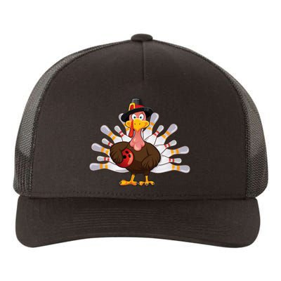 Funny Thanksgiving Turkey Bowling Pin Matching Team Yupoong Adult 5-Panel Trucker Hat