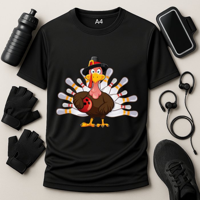 Funny Thanksgiving Turkey Bowling Pin Matching Team Performance Shirt