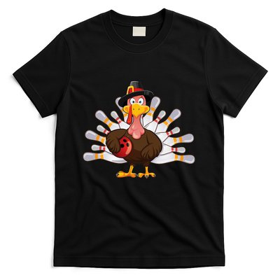 Funny Thanksgiving Turkey Bowling Pin Matching Team T-Shirt