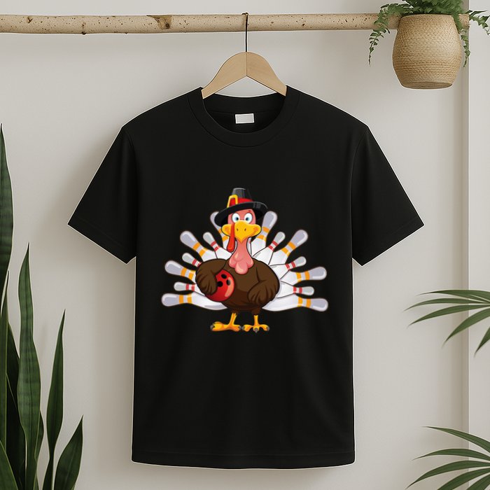 Funny Thanksgiving Turkey Bowling Pin Matching Team T-Shirt