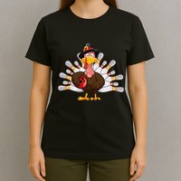 Funny Thanksgiving Turkey Bowling Pin Matching Team T-Shirt