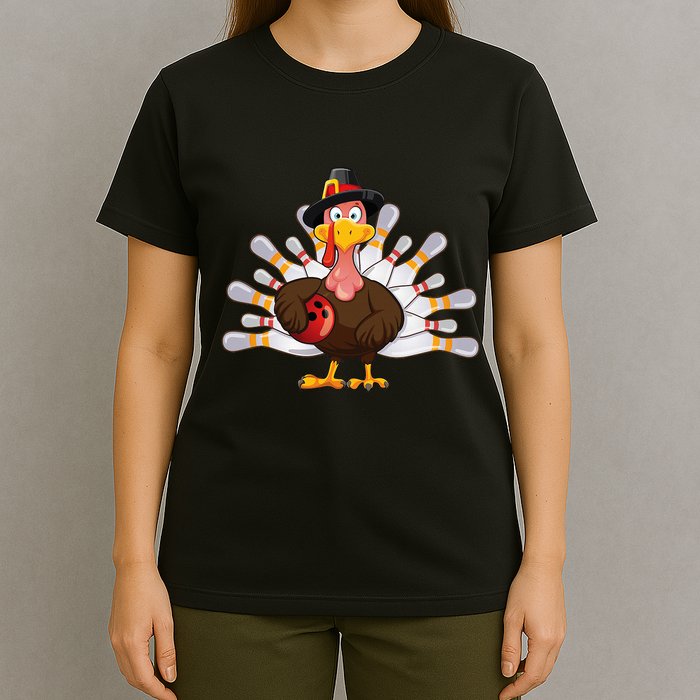 Funny Thanksgiving Turkey Bowling Pin Matching Team T-Shirt