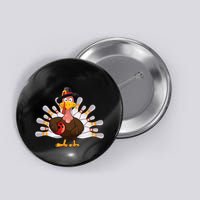 Funny Thanksgiving Turkey Bowling Pin Matching Team Button